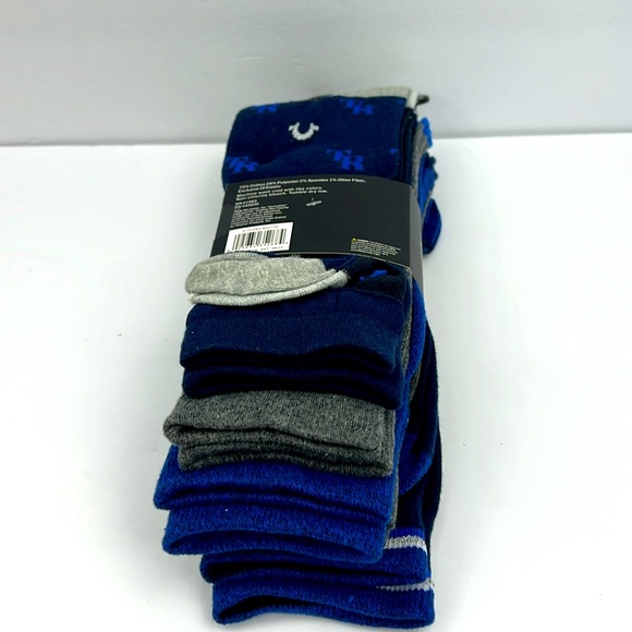 TRUE RELIGION, MENS 5 PACK CREWS SOCKS 2 HREY, 2NAVY 1 BLUE, SHOE SIZE 8-12.5 - Picture 16 of 16